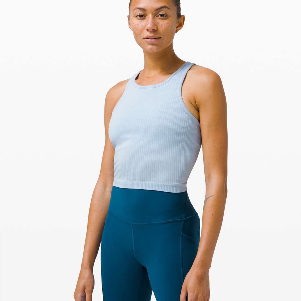 lululemon athletica Light Blue Ribbed Cropped Tank